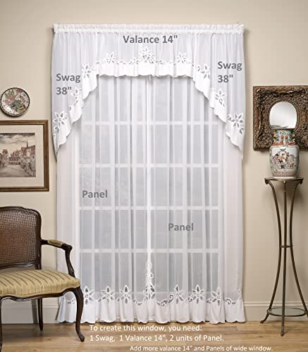 Today's Curtain Plymouth Classic Battenburg Applique Sheer Valance, 14-Inch, White - Image 5