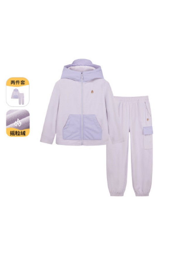 Hush Puppies Years Winter New Style Boys And Girls Fleece Suit Jacket + Pants Sport Two-piece Set - Image 1