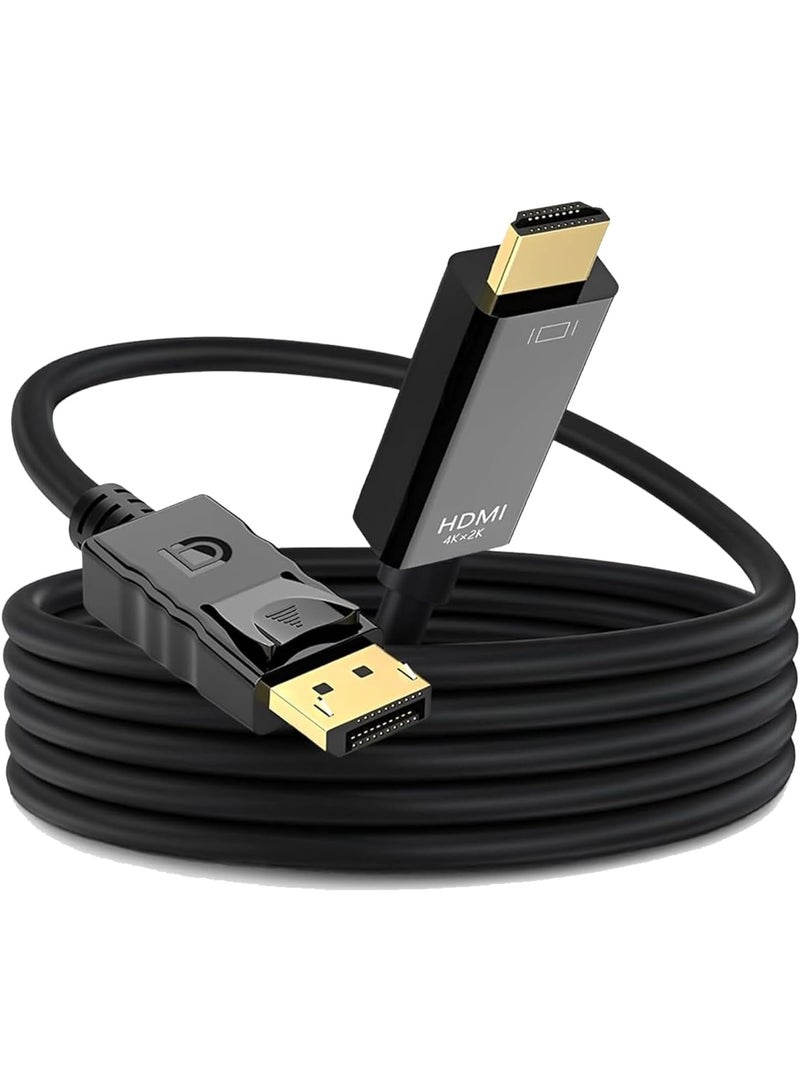 سالاب كابل DisplayPort إلى HDMI بطول 1.8 متر بدقة 4K، كابل DisplayPort إلى HDMI أحادي الاتجاه مطلي بالذهب لأجهزة Lenovo وHP وASUS وDell وغيرها من العلامات التجارية. - Image 1