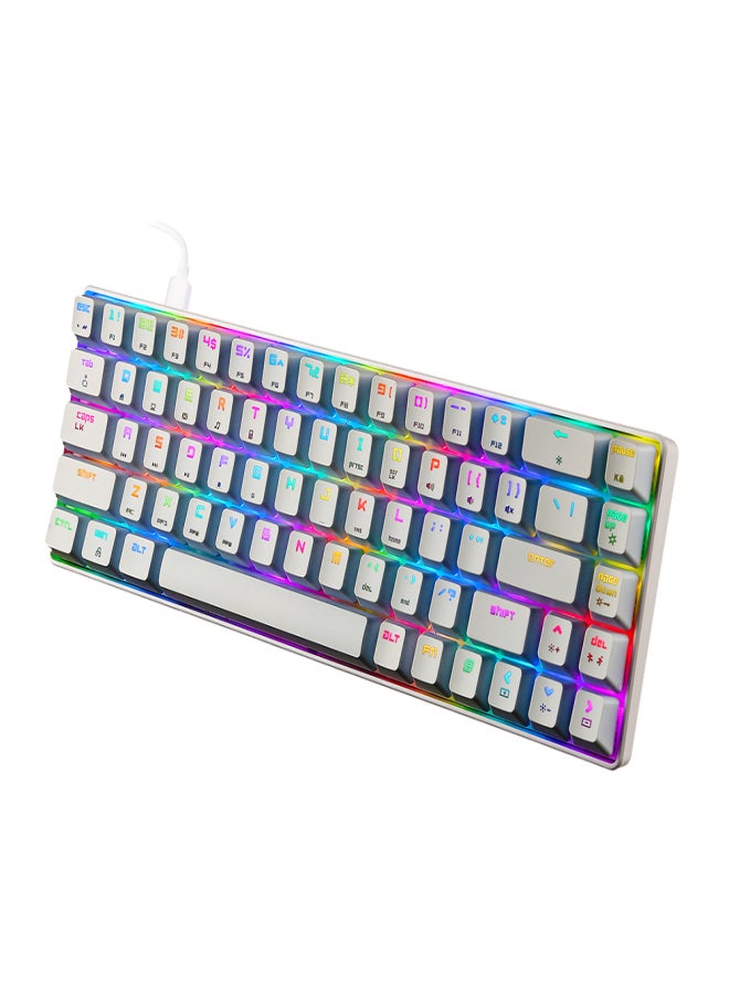 Magic-Refiner MK14 RGB Backlight Keyboard 68 Keys Metal Panel N-key Rollover Gaming Keyboard Blue Switch Floating Key-caps 18 Light Effects White - Image 1