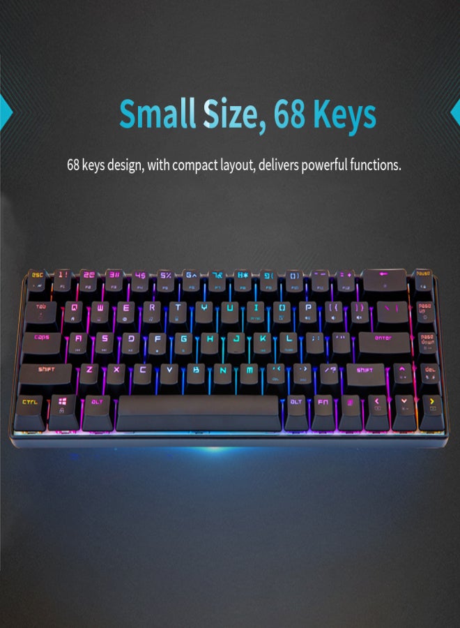 Magic-Refiner MK14 RGB Backlight Keyboard 68 Keys Metal Panel N-key Rollover Gaming Keyboard Blue Switch Floating Key-caps 18 Light Effects White - Image 3