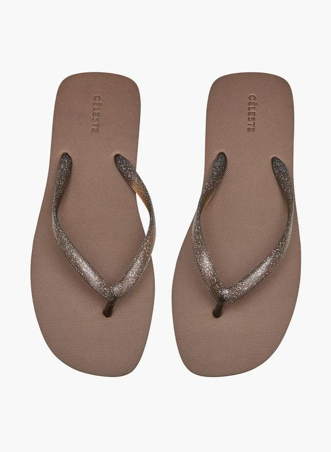 Celeste Women Glitter Print Flip Flops