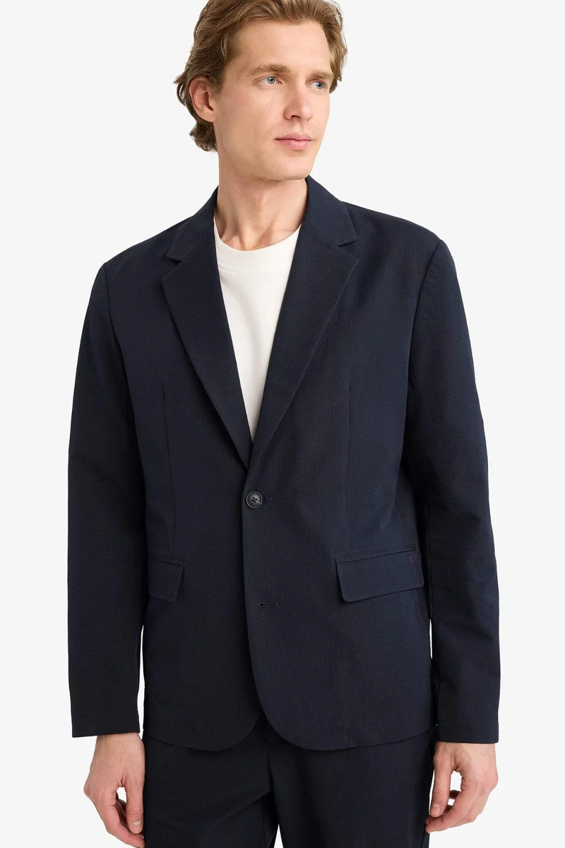 Defacto  Modern Fit Crinkle Blazer for Men | Best Price UAE