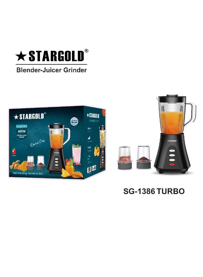STARGOLD 600W 3 in 1 PC Blender and Grinder High Performance Smoothie Maker with 3 Specialized Jars for Effortless Blending