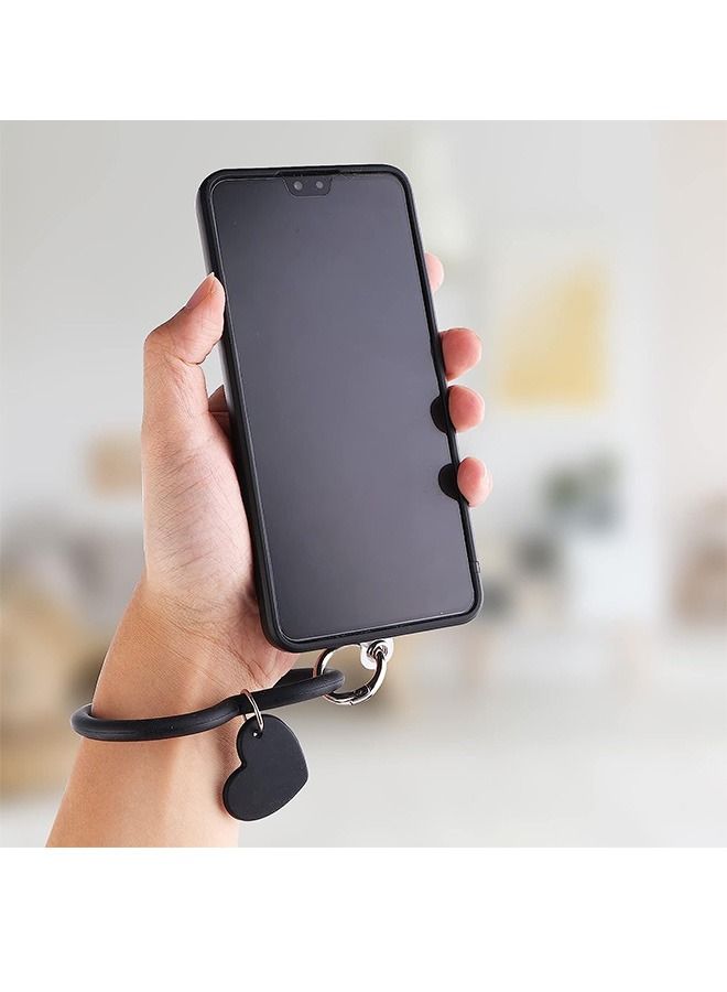 سيليكون حلقة القلب حبل الهاتف، العالمي سيليكون عالية المرونة الهاتف المعصم الدائري مكافحة خسر حلقة حزام، لجميع الهواتف الذكية (أسود) - Image 4