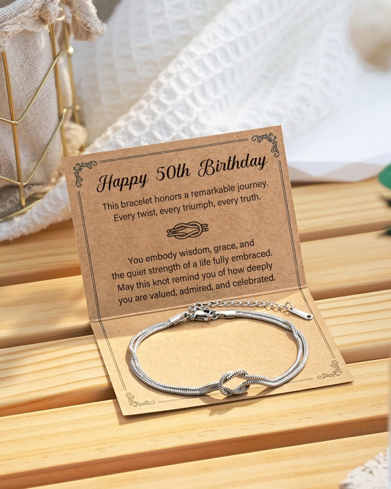 Tarsus 50th Birthday Gifts for Her Love Knot Bracelet Happy 50 Year Old 50th Birthday Decorations Gifts for Women - Image 5