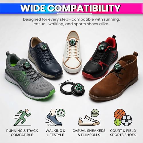 amiciCare No-Tie Shoe Laces, Swivel Shoelace Fastener for Sneakers – Quick Lock Rotating Buckles, Adjustable Stretch Laces, Hassle-Free Fit for Kids, Adults, Sports - Image 3