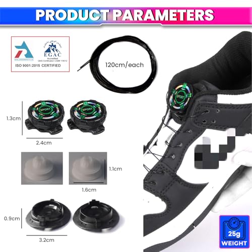 amiciCare No-Tie Shoe Laces, Swivel Shoelace Fastener for Sneakers – Quick Lock Rotating Buckles, Adjustable Stretch Laces, Hassle-Free Fit for Kids, Adults, Sports - Image 2