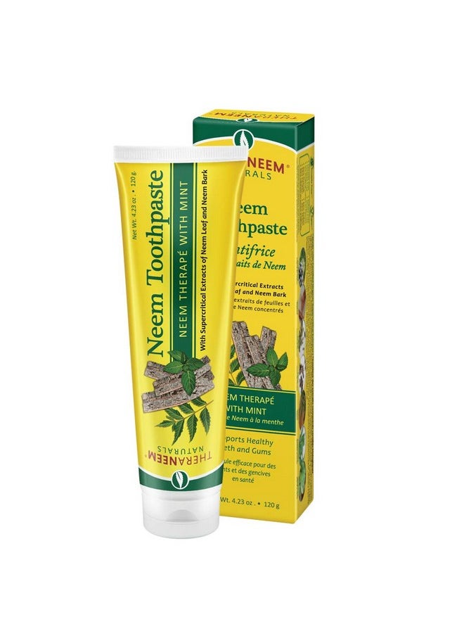 thera neem - Theraneem Neem Therape Toothpaste Mint ; Supports Healthy Teeth Gums & A Fresh Mouth ; No Fluoride & Vegan ; 4.23 Oz - Image 1