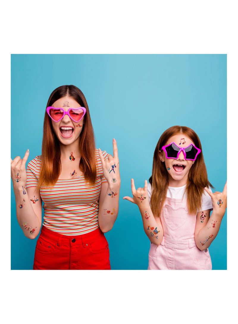 SYOSI Music Notes Temporary Tattoos Creative Tattoos Stickers Red and Blue Music Notes Guitar Piano Music Feathers Fake Tattoos for Music Party Birthday Gift for Adults Music Favor - Image 5