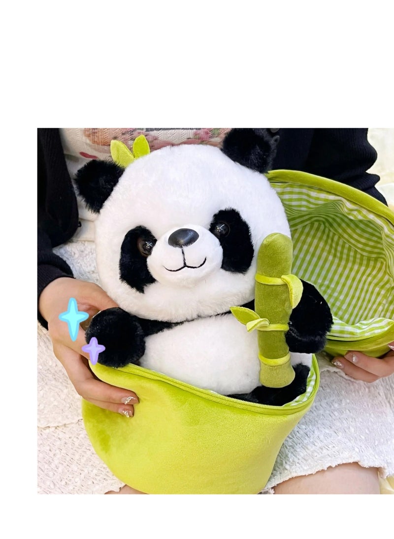 AROAQ Panda Stuffed Animals, 2 In 1 Bamboo Tube Panda Plush And Pillow, Panda Bear Plush Toys With Bamboo Stuffed Panda Plushies For Boys And Girls  - Image 2