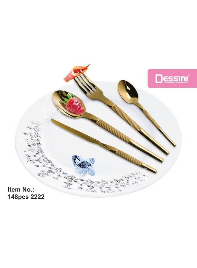 Dessini 148-piece gold cutlery set - Image 2