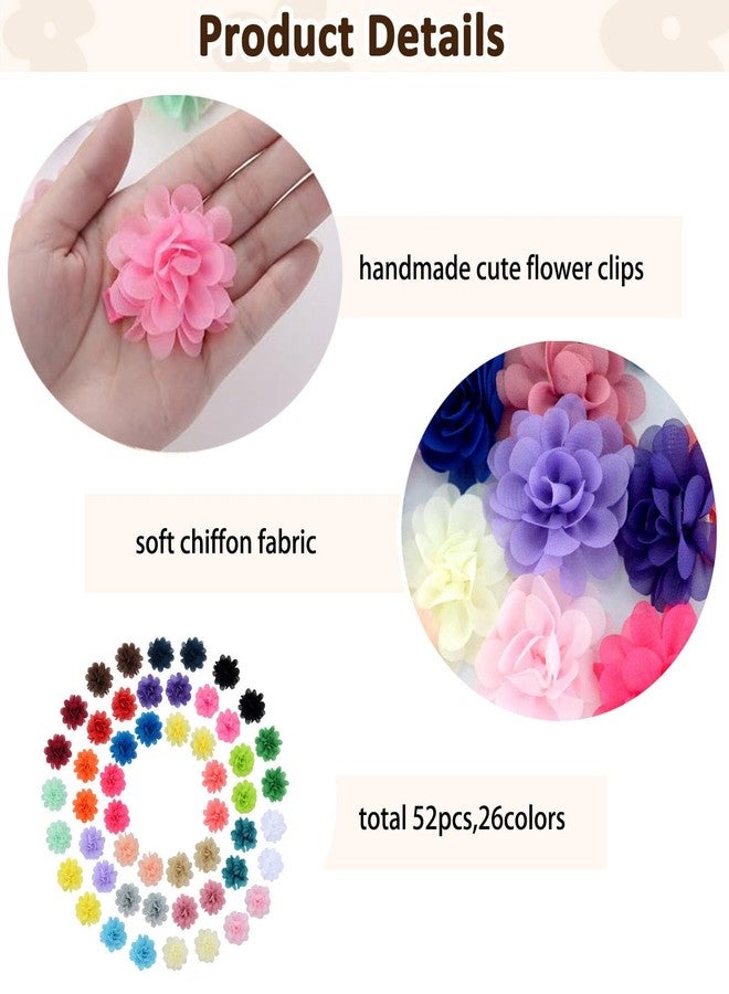 NUOSYI 52PCS Chiffon Flower Hair Clips Baby Girls Fully Lined Non Slip Hairpins Hair Accessories for Kids Women Newborns Infants Toddlers Gifts - Image 3