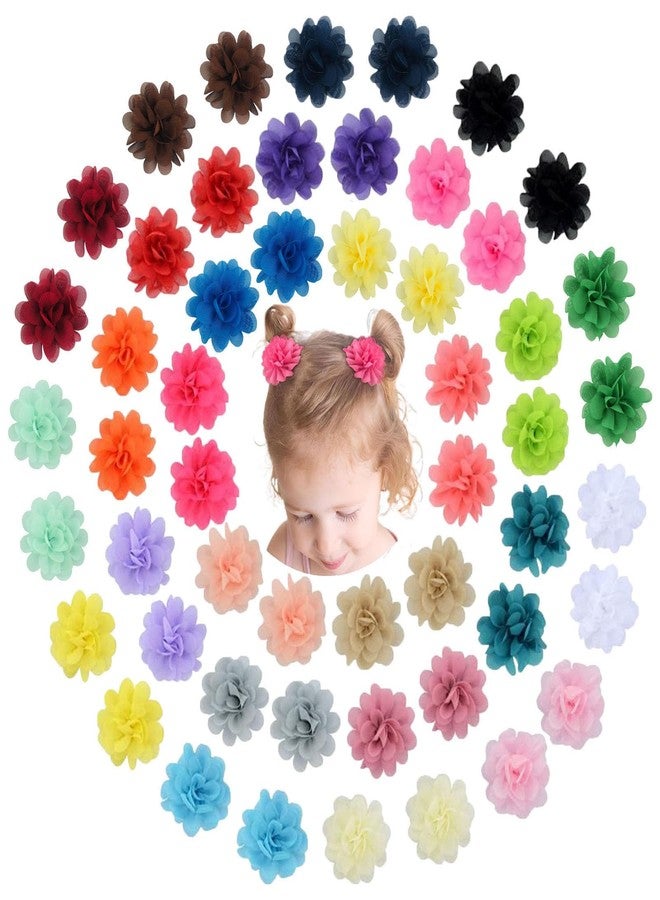 NUOSYI 52PCS Chiffon Flower Hair Clips Baby Girls Fully Lined Non Slip Hairpins Hair Accessories for Kids Women Newborns Infants Toddlers Gifts - Image 1