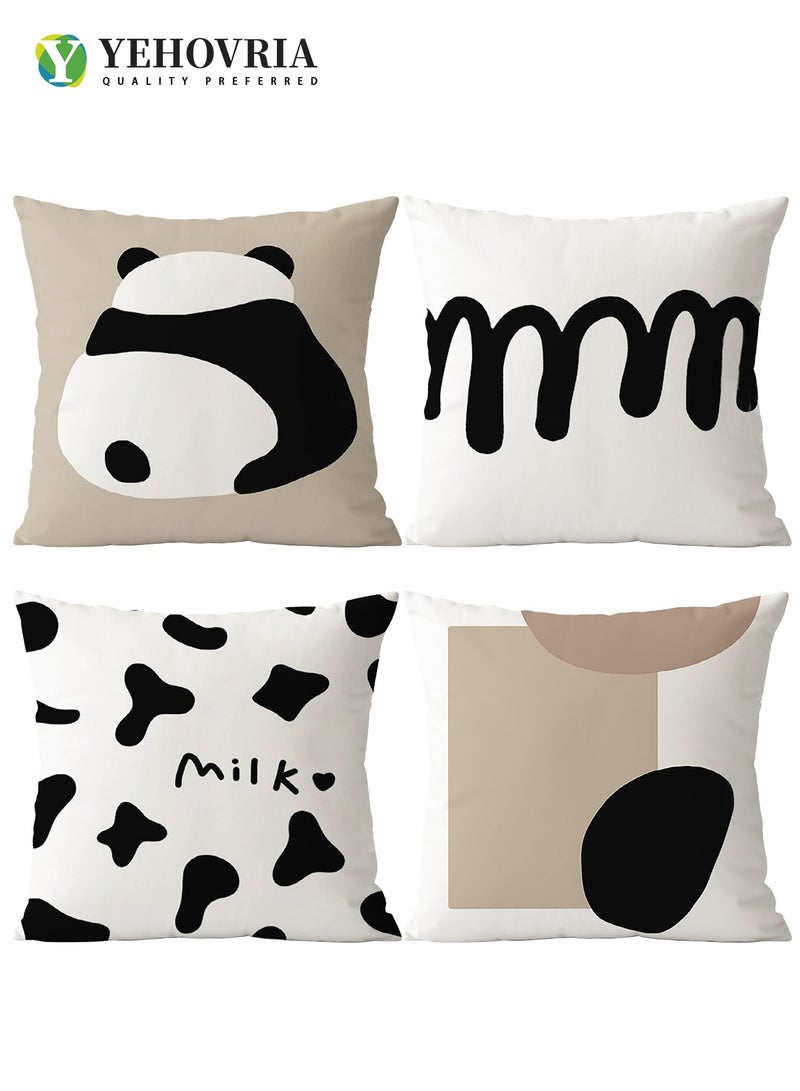 YEHOVRIA Cushion Covers Set of 4, Throw Pillow Cover, Abstract Modern Decorative Couch Pillow Case 45cm x 45cm, For Living Room Sofa Car Couch Bed Pillowcases 18x18 inches（Double sided pattern） - Image 1