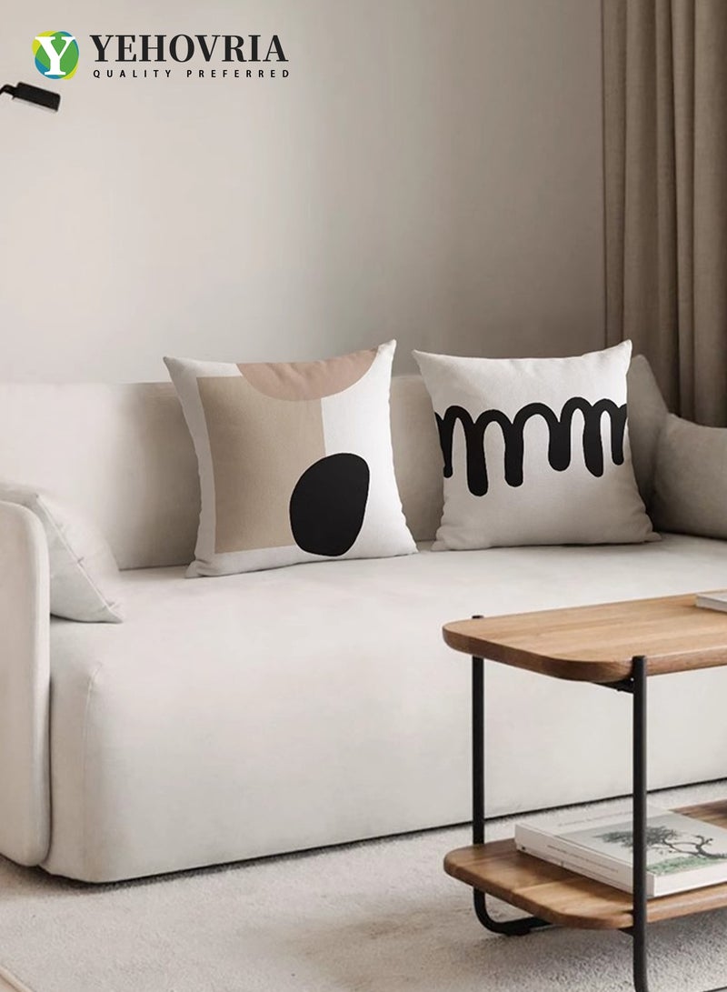 YEHOVRIA Cushion Covers Set of 4, Throw Pillow Cover, Abstract Modern Decorative Couch Pillow Case 45cm x 45cm, For Living Room Sofa Car Couch Bed Pillowcases 18x18 inches（Double sided pattern） - Image 5