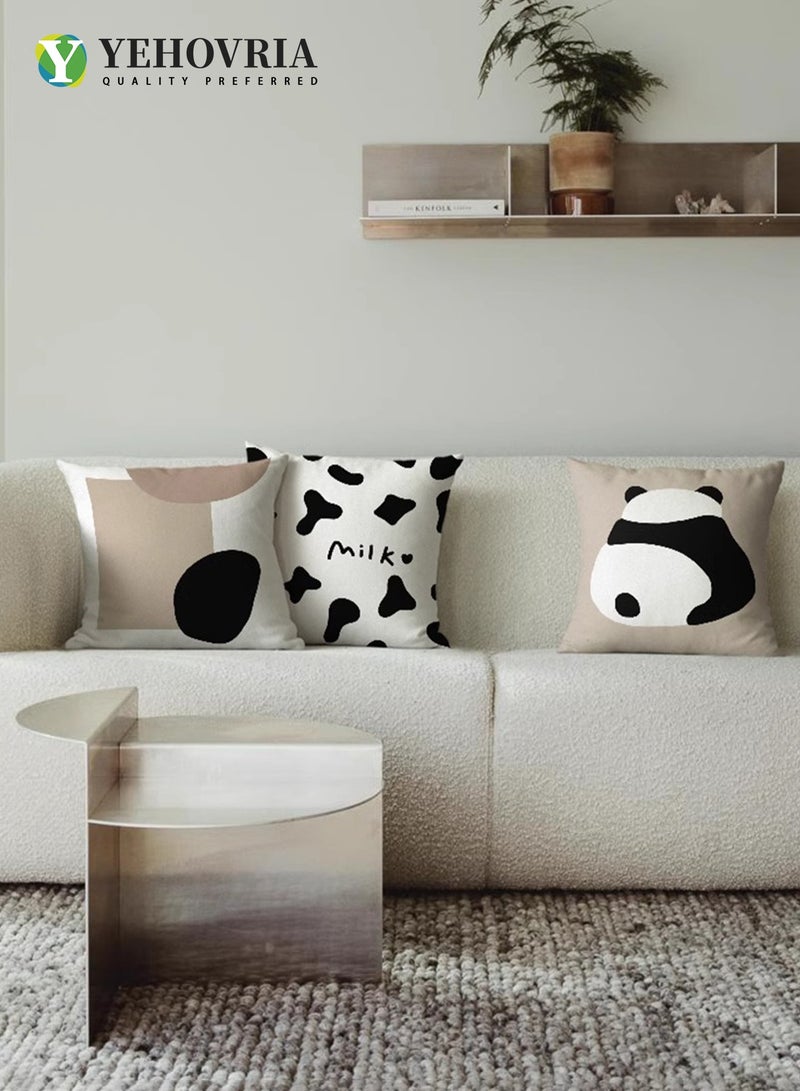 YEHOVRIA Cushion Covers Set of 4, Throw Pillow Cover, Abstract Modern Decorative Couch Pillow Case 45cm x 45cm, For Living Room Sofa Car Couch Bed Pillowcases 18x18 inches（Double sided pattern） - Image 2