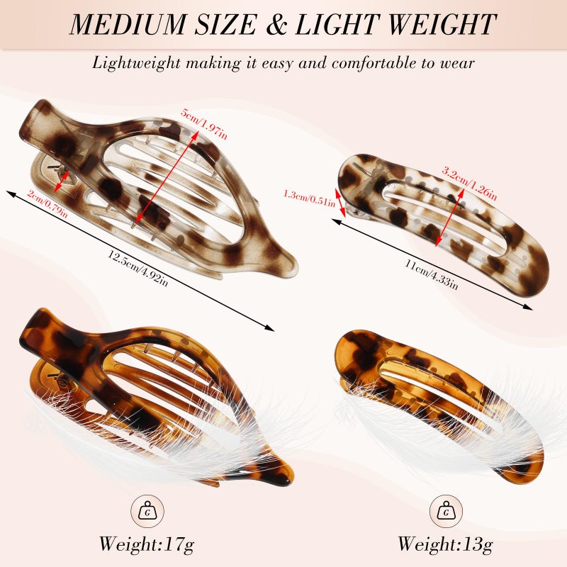 Obeoby 8 PCS Flat Hair Clips, Easter Gifts Tortoiseshell Flat Claw Clips 2 Styles Hair Claws for Women Girls Medium Hair Volume - Image 2