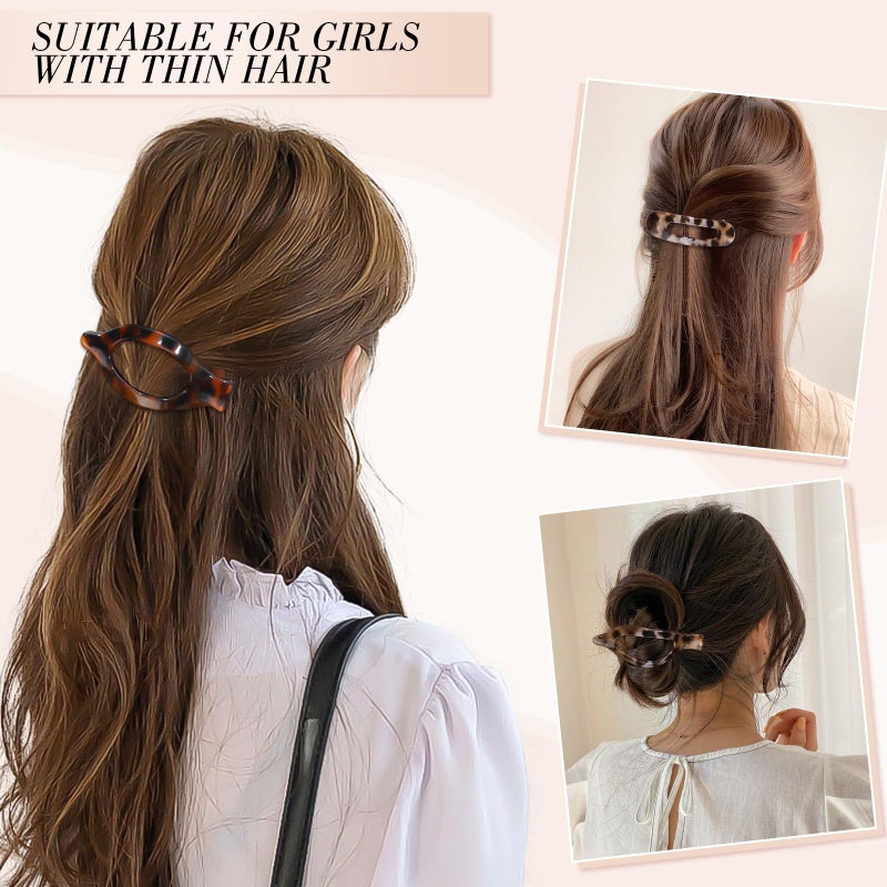 Obeoby 8 PCS Flat Hair Clips, Easter Gifts Tortoiseshell Flat Claw Clips 2 Styles Hair Claws for Women Girls Medium Hair Volume - Image 4