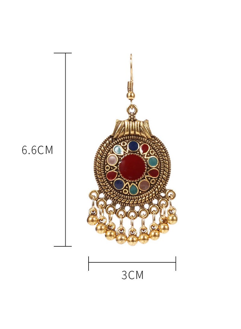 AROAQ Vintage Statement Drop Dangle Earrings, Bohemian Hanging Disc Metal Ball Tassel Earrings, Durable and Elegant Roman Style Long Dangle Hook Earring Jewelry for Women Girls, (1 Pair Black)  - Image 2