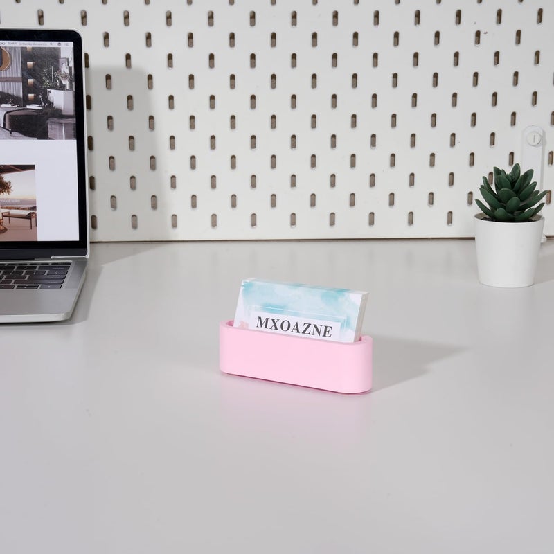 MXOAZNE Cement Business Card Holder for Desk, Modern Desktop Business Name Card Display Stands for Women, Concrete Desk Decor, Pink - Image 5