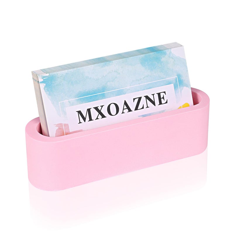 MXOAZNE Cement Business Card Holder for Desk, Modern Desktop Business Name Card Display Stands for Women, Concrete Desk Decor, Pink - Image 1