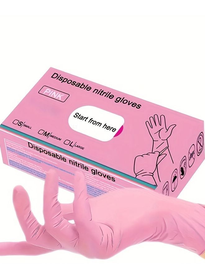 Pink Disposable Nitrile Gloves 30 Pieces Size S For Household Cleaning Dyeing Hair Pet Bathing - Image 2