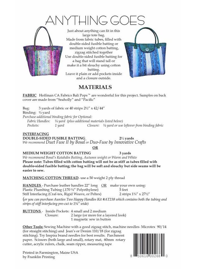 Aunties Two Patterns Anything Goes (Bag) Pattern - Image 2