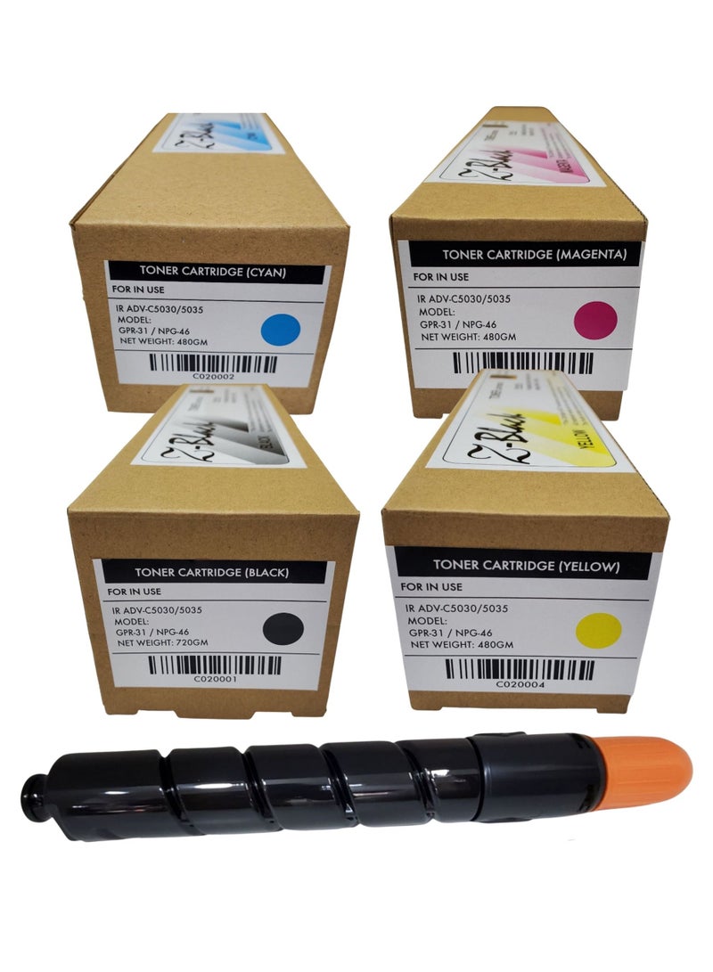 Z-Black Compatible Toner Cartridge for Canon IR Advance C-5030 / 5035 / 5235 / 5240 / NPG46 / GPR31 / C-EXV29 ( All 4 Pieces Complete Set ) - Image 1