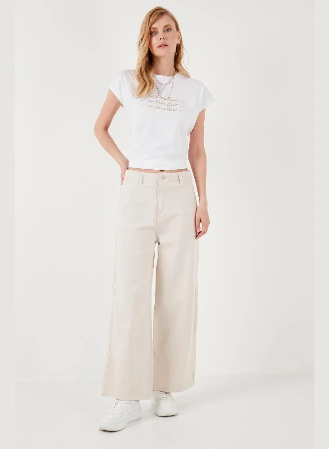 Lela Lela Cotton Relaxed Fit Wide Leg Pants Women's TROUSERS 668YP5237