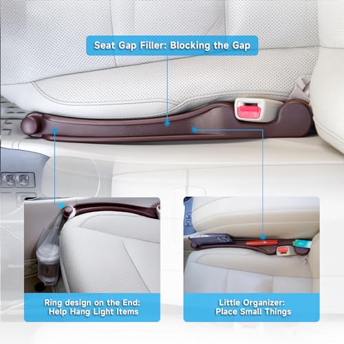 Givifive Car Seat Gap Filler Set of 2, 3IN1 Seat Side Gap Filler Plug with Storage Slot & Hook Function, Soft Foam Universal Fit Car SUV Truck Fill Gap Between Seats Console Organizer（Narrow Dark Brown） - Image 3