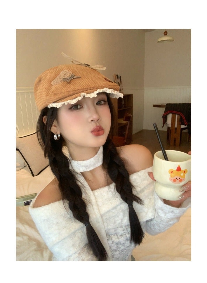 Female Cute Bear Bow Forward Hat  - Image 2