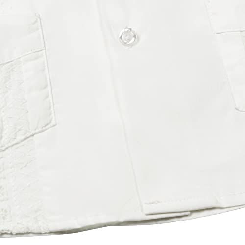 JOGAL Boys Guayabera Shirts Cuban Short Sleeve Casual Button Down Beach Shirt White 12 - Image 4