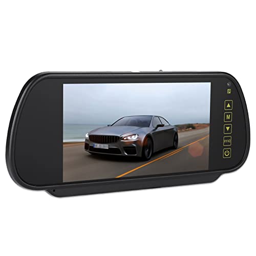 Wendry LCD Car Display,Av1 Video Interface,AV2 Video Interface,Wide Voltage Setting,Short-Circuit for 7inch Car Rearview Mirror LCD Auto Dimming Monitor Rear View Camera with - Image 1