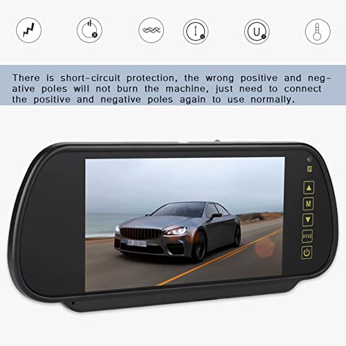 Wendry LCD Car Display,Av1 Video Interface,AV2 Video Interface,Wide Voltage Setting,Short-Circuit for 7inch Car Rearview Mirror LCD Auto Dimming Monitor Rear View Camera with - Image 2