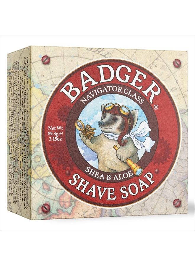 Badger Shaving Soap Puck, Aloe Vera & Coconut Oil with Bergamot Essential Oil, Natural Shave Soap Puck, Mens Shaving Soap Bar, Shaving Cream Puck, 3.15 oz Bar - Image 1