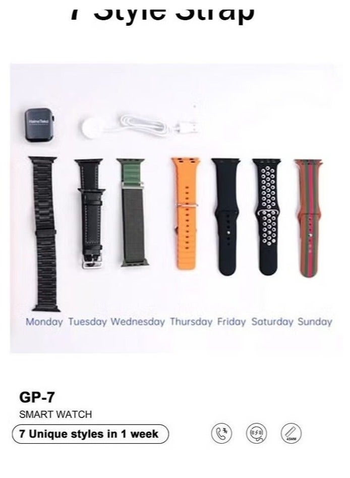 Haino Teko GP 7 Smart Watch with Seven Set Straps & Wireless Charger | Stylish & Versatile Smartwatch for Men & Women | Fitness Tracking, Heart Rate Monitor, 1.5" HD Display, Notifications, Long Battery Life - Image 2