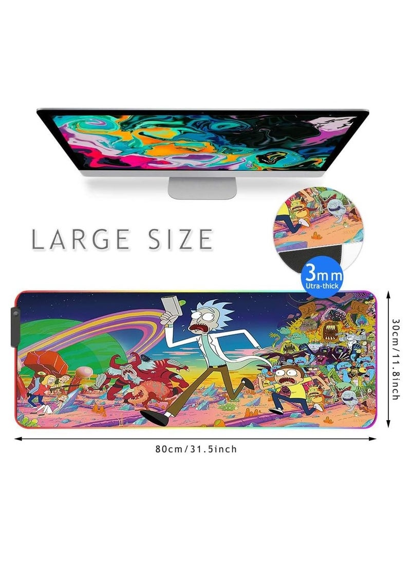 General RGB Gaming Mouse Pad Large Flexible RGB Mouse Pad Extra-Large Luminous LED Extended Mouse Pad with Different Lighting Modes, 80x30 cm - Non-slip rubber base PC gaming mouse pad for gaming and work  - Image 5