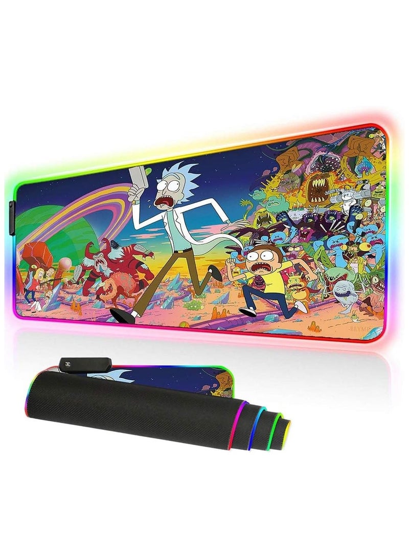 General RGB Gaming Mouse Pad Large Flexible RGB Mouse Pad Extra-Large Luminous LED Extended Mouse Pad with Different Lighting Modes, 80x30 cm - Non-slip rubber base PC gaming mouse pad for gaming and work  - Image 1