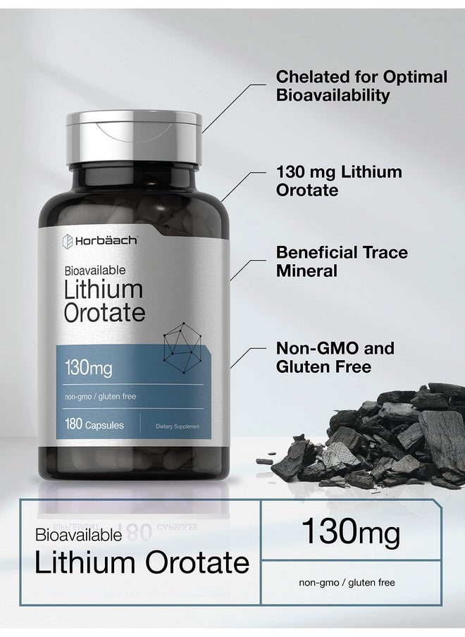 Horbaach Horbäach Lithium Orotate 130mg | 180 Capsules | Non-GMO, Gluten Free | 5mg Bioavailable Elemental Lithium  - Image 3