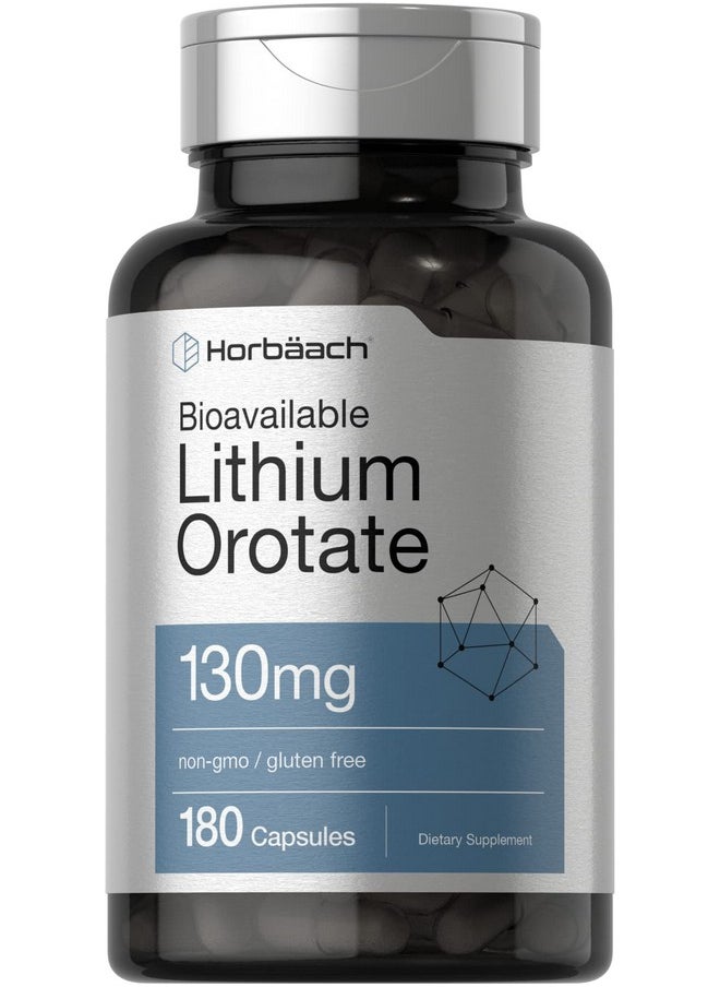 Horbaach Horbäach Lithium Orotate 130mg | 180 Capsules | Non-GMO, Gluten Free | 5mg Bioavailable Elemental Lithium  - Image 1
