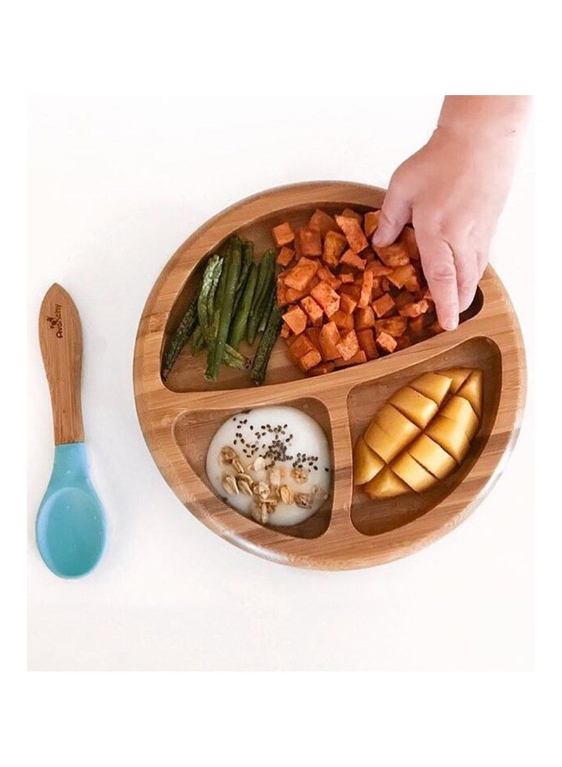 Avanchy Bamboo Suction Classic Plate + Spoon Blue - Image 3