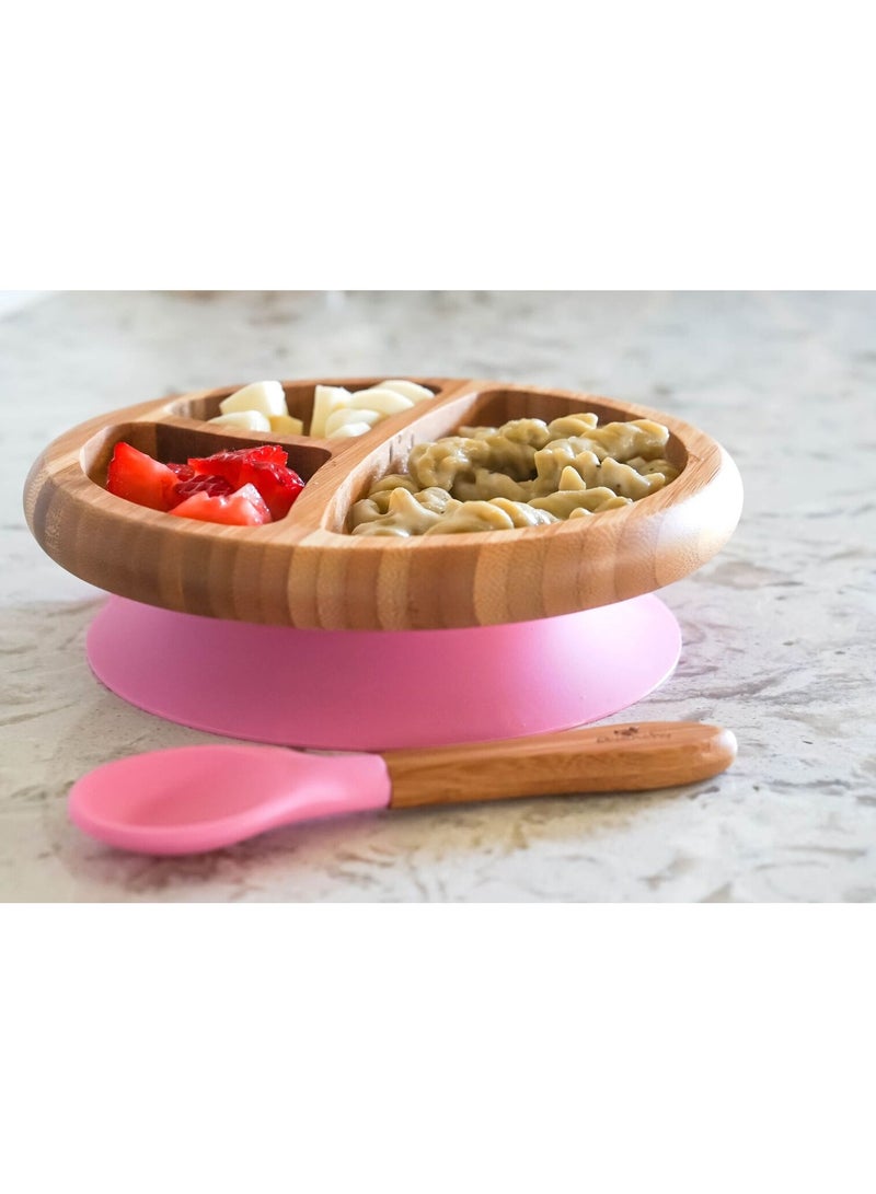 Avanchy Bamboo Suction Classic Plate + Spoon Blue - Image 4