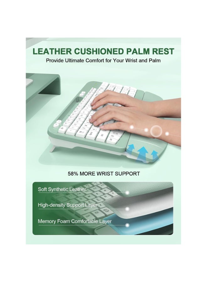 لوحة مفاتيح لاسلكية مريحة RT05 مزودة بمسند معصم مبطن، ومفاتيح مموجة، وحامل للهاتف، وكتابة طبيعية مريحة - Image 5