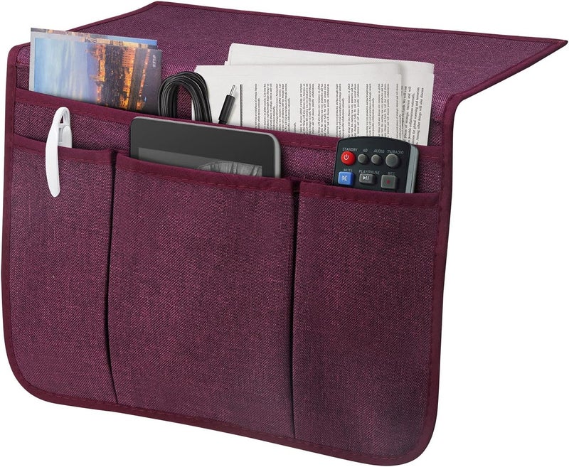 SYSOV Bedside Caddy Bedside Storage Organizer Magazine Phone Tablet iPad Remote Holder, Organizer Caddy for Home College Dorm Bed, Sofa, Bunk Bed (Purple) - Image 1