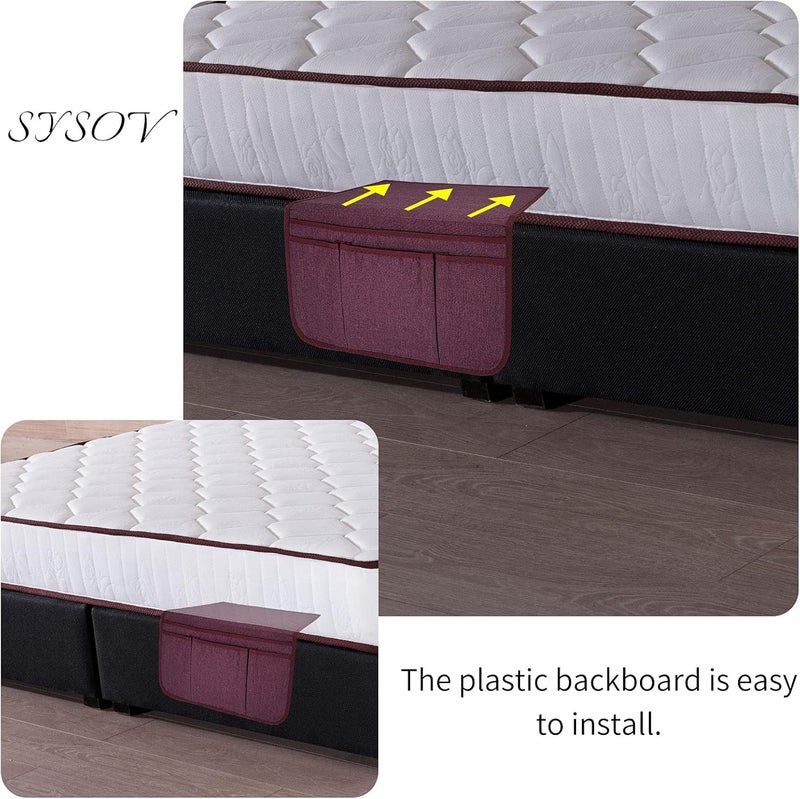 SYSOV Bedside Caddy Bedside Storage Organizer Magazine Phone Tablet iPad Remote Holder, Organizer Caddy for Home College Dorm Bed, Sofa, Bunk Bed (Purple) - Image 4