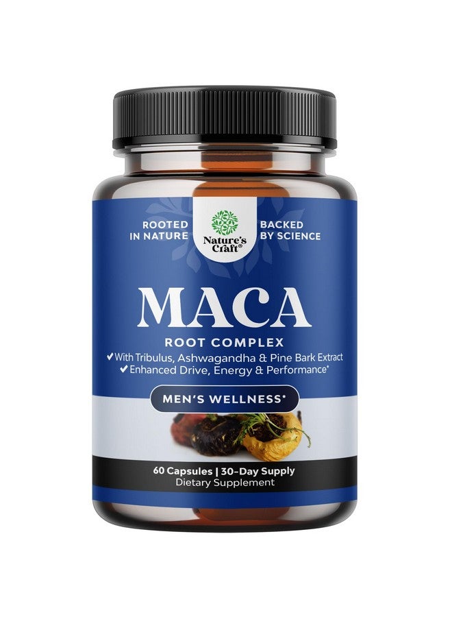 Natures Craft Potent Black Maca Root Capsules for Men - Herbal Wellness Supplement with Siberian Ginseng Ashwagandha and Black Maca Root - Men’s Wellness Supplement to Support General Health (30 Servings) - Image 1