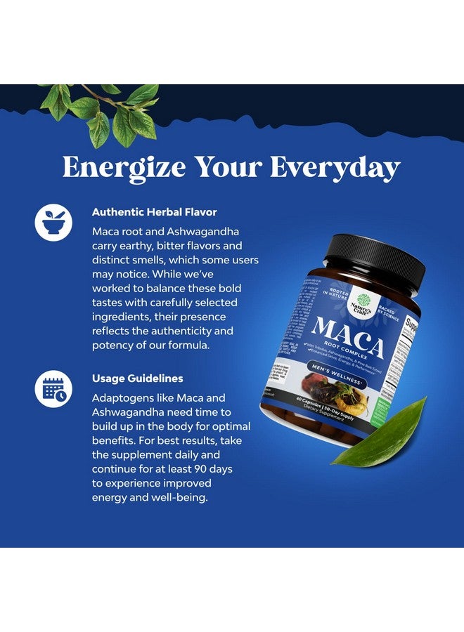 Natures Craft Potent Black Maca Root Capsules for Men - Herbal Wellness Supplement with Siberian Ginseng Ashwagandha and Black Maca Root - Men’s Wellness Supplement to Support General Health (30 Servings) - Image 3