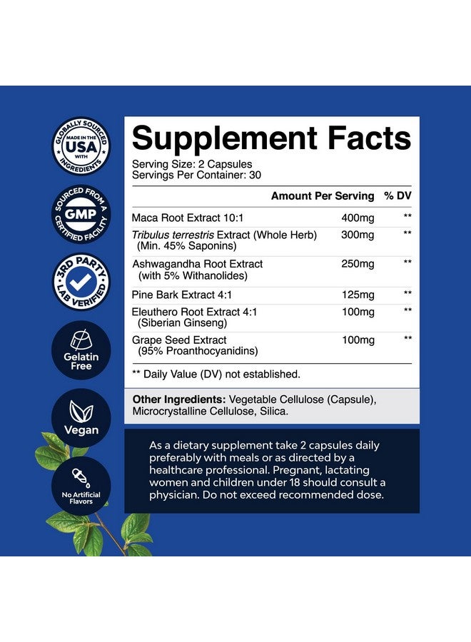 Natures Craft Potent Black Maca Root Capsules for Men - Herbal Wellness Supplement with Siberian Ginseng Ashwagandha and Black Maca Root - Men’s Wellness Supplement to Support General Health (30 Servings) - Image 2