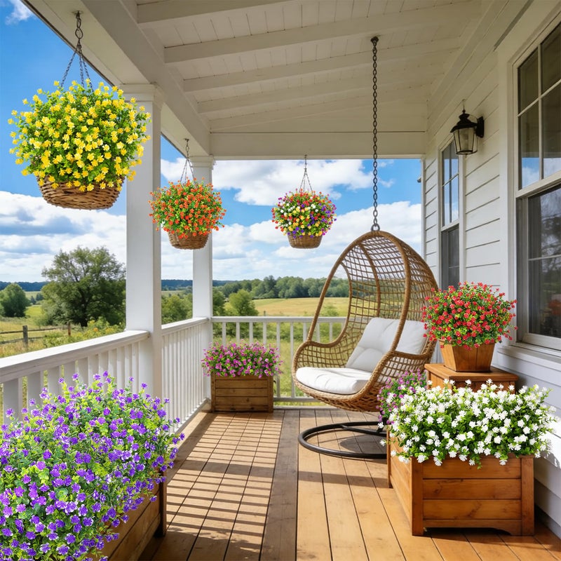 Besteek 24 Bundles Artificial Flowers for Outdoors, Faux Plastic Flowers UV Resistant Fake Greenery Shrubs Plants for Outside Spring Summer Porch Window Garden Planter Home Decor, Mixed Color - Image 3